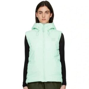 NWT Rains Loop Vest Waterproof, Windproof Hood Mineral Green Large Full Zip